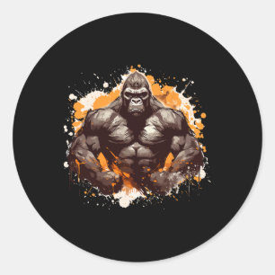 Gorilla Muscles Fitness Bodybuilding Gym Workout B Classic Round Sticker