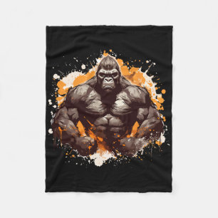 Gorilla Muscles Fitness Bodybuilding Gym Workout B Fleece Blanket