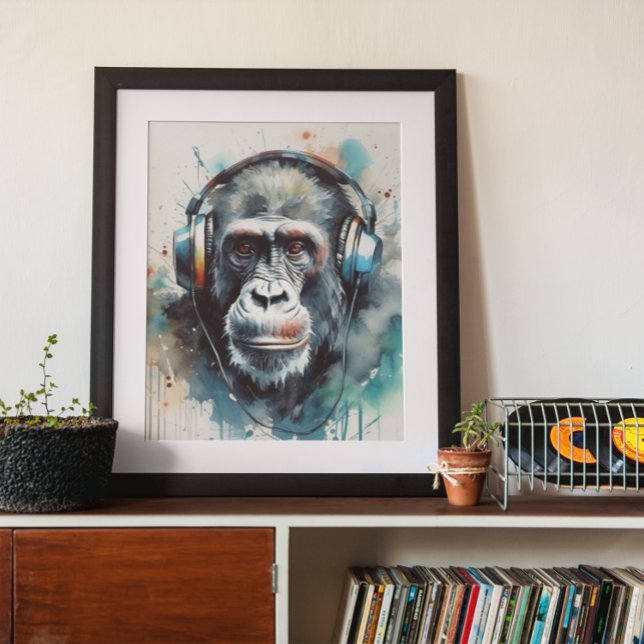  Gorilla Music Factory Headphones Poster (Creator Uploaded)