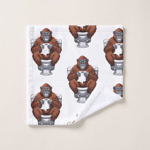Gorilla on the Throne – Funny Bathroom Decor Wash Cloth