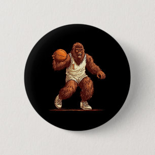 Gorilla Playing Basketball Fun Gorilla Basketball  6 Cm Round Badge