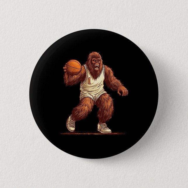 Gorilla Playing Basketball Fun Gorilla Basketball  6 Cm Round Badge (Front)