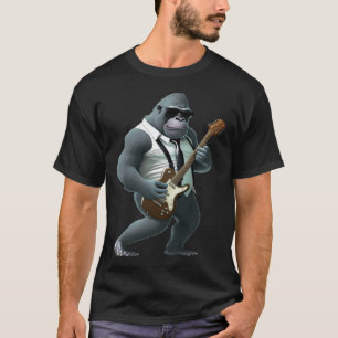 Gorilla Playing Electric Guitar  Animal Monkey  Gu T-Shirt