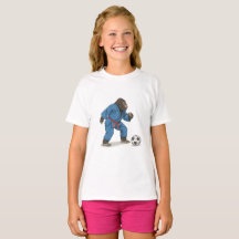 Gorilla playing soccer in karate kimono