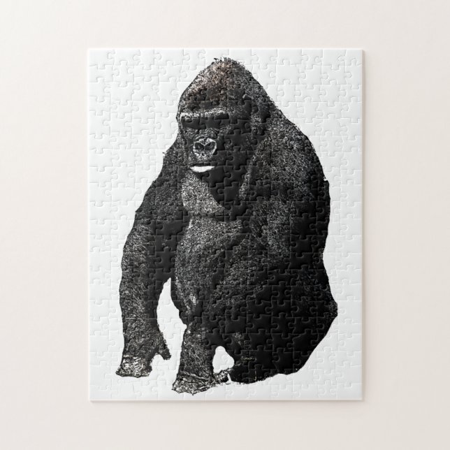 Gorilla Pop Art Black & White Jigsaw Puzzle (Vertical)