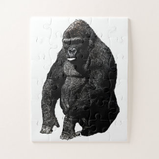 Gorilla Pop Art Black & White Jigsaw Puzzle