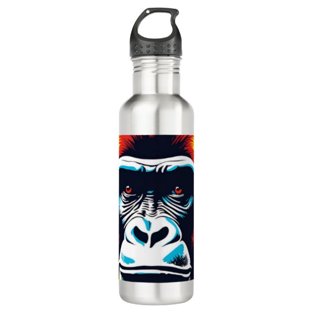 Gorilla Pop Art Cartoon Drawing 710 Ml Water Bottle (Front)