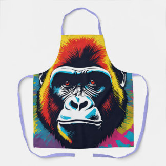 Gorilla Pop Art Cartoon Drawing Apron