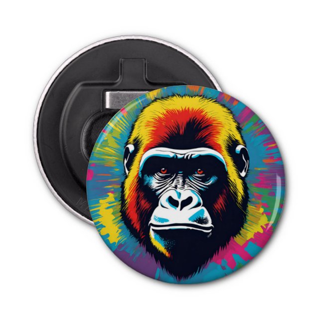 Gorilla Pop Art Cartoon Drawing Bottle Opener (Front)