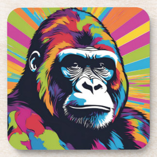 Gorilla Pop Art Cartoon Drawing Coaster