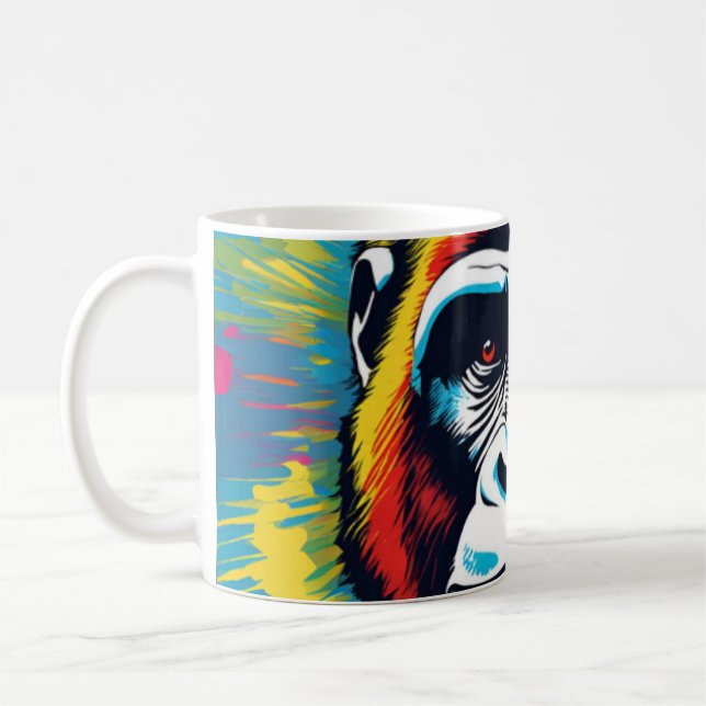 Gorilla Pop Art Cartoon Drawing Coffee Mug (Left)