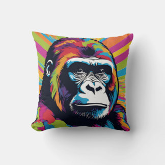Gorilla Pop Art Cartoon Drawing Cushion
