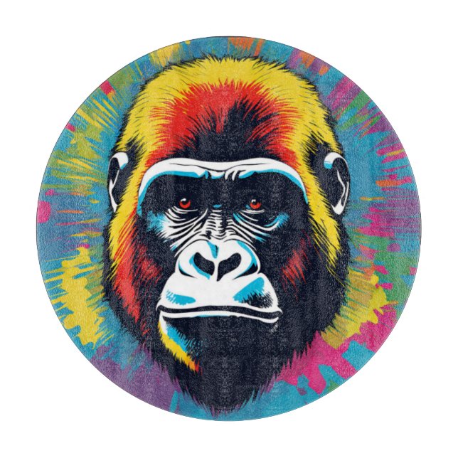 Gorilla Pop Art Cartoon Drawing Cutting Board (Front)