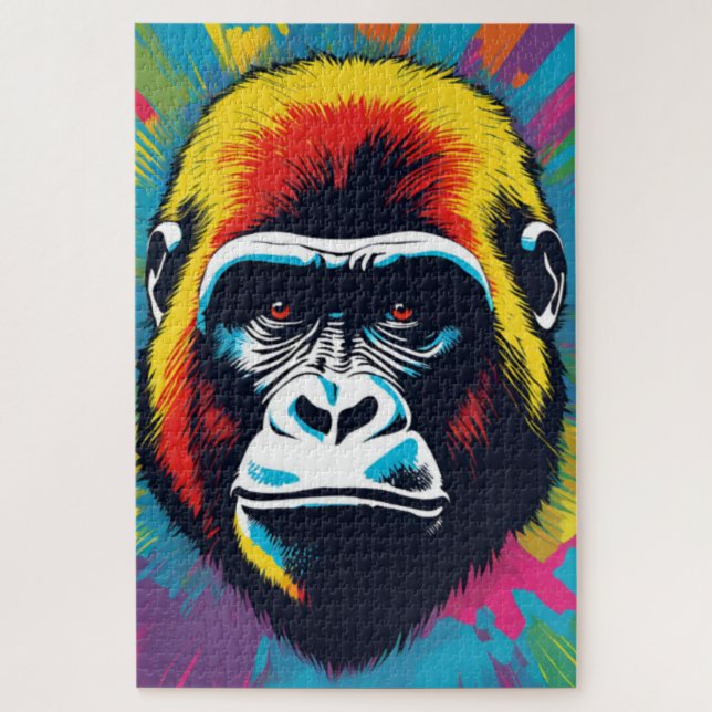 Gorilla Pop Art Cartoon Drawing Jigsaw Puzzle (Vertical)