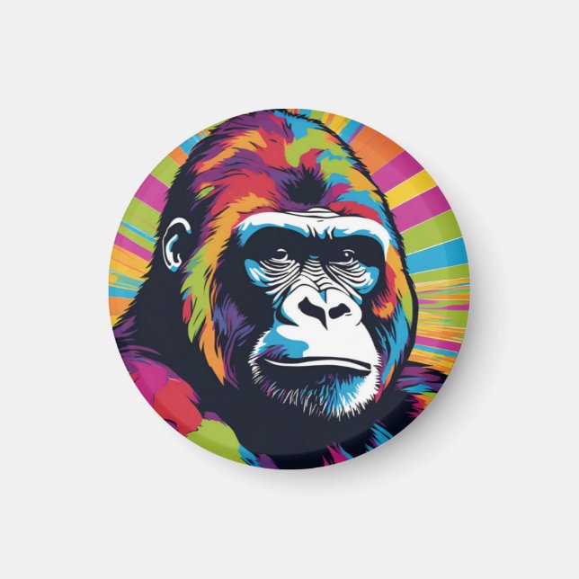 Gorilla Pop Art Cartoon Drawing Magnet (Front)
