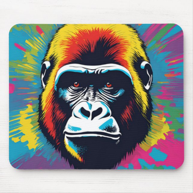 Gorilla Pop Art Cartoon Drawing Mouse Mat (Front)