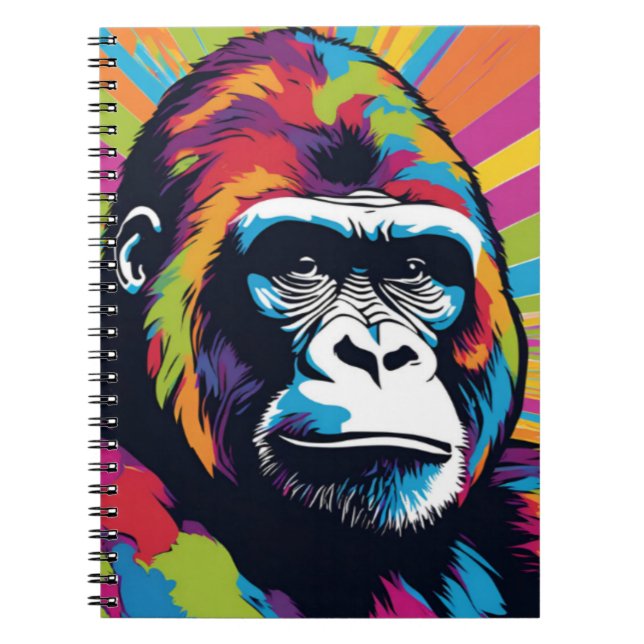 Gorilla Pop Art Cartoon Drawing Notebook (Front)