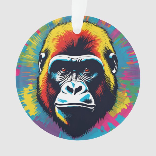 Gorilla Pop Art Cartoon Drawing Ornament (Front)