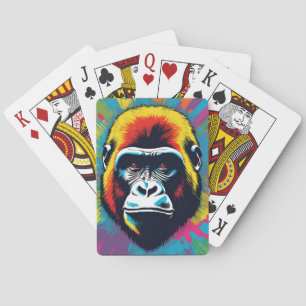 Gorilla Pop Art Cartoon Drawing Playing Cards