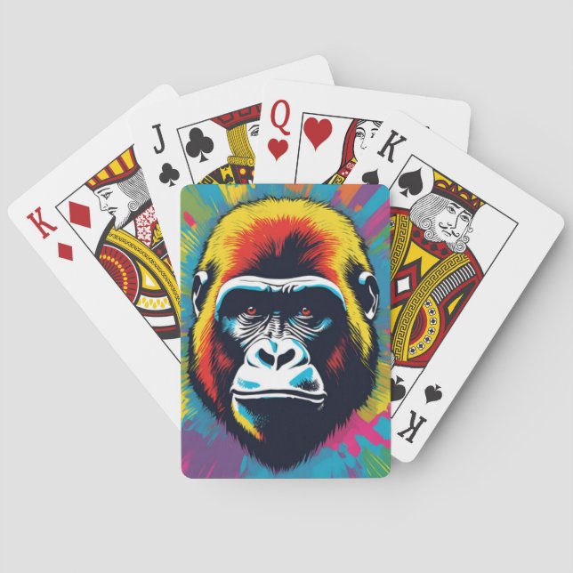 Gorilla Pop Art Cartoon Drawing Playing Cards (Back)