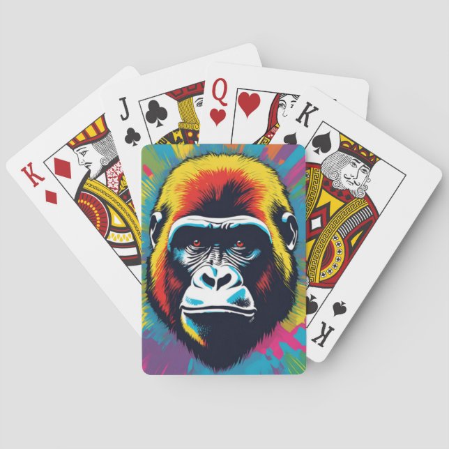 Gorilla Pop Art Cartoon Drawing Playing Cards (Back)