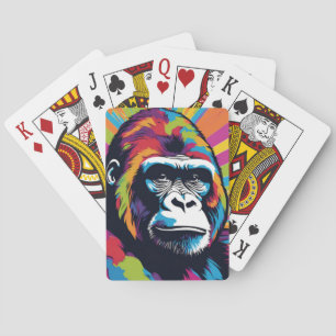 Gorilla Pop Art Cartoon Drawing Playing Cards