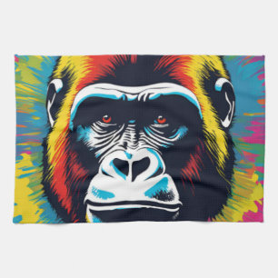 Gorilla Pop Art Cartoon Drawing Tea Towel