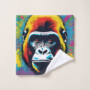 Gorilla Pop Art Cartoon Drawing Wash Cloth