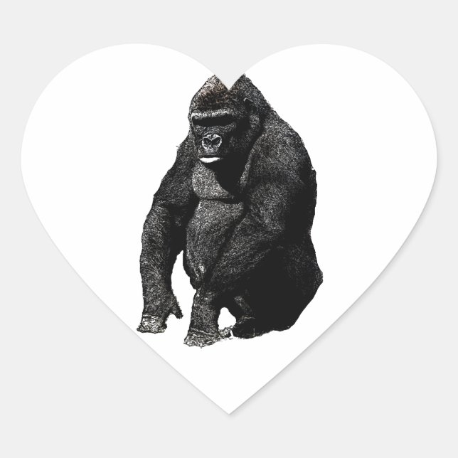 Gorilla Pop Art Heart Sticker (Front)