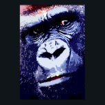 Gorilla Pop Art Poster Print<br><div class="desc">Gorilla Head Pop Art Digital Photography Artwork - Wild Animals Mountain Gorillas Pictures - Mountain Gorilla Face Close Look - Primates Artwork</div>