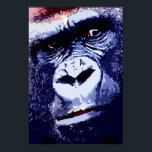 Gorilla Pop Art Poster Print<br><div class="desc">Gorilla Head Pop Art Digital Photography Artwork - Wild Animals Mountain Gorillas Pictures - Mountain Gorilla Face Close Look - Primates Artwork</div>
