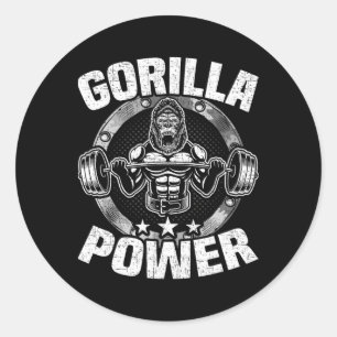Gorilla Power Bodybuilding Weightlifting Workout  Classic Round Sticker