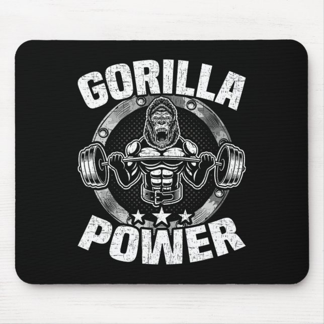 Gorilla Power Bodybuilding Weightlifting Workout  Mouse Mat (Front)