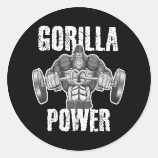 Gorilla Power Weightlifting Angry Muscle Beast Classic Round Sticker