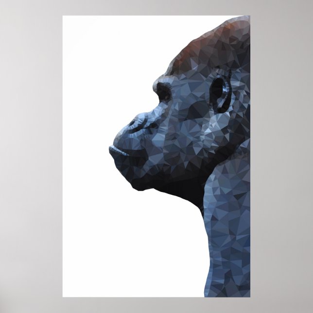 Gorilla print. Modern abstract animal. Polygon art Poster (Front)