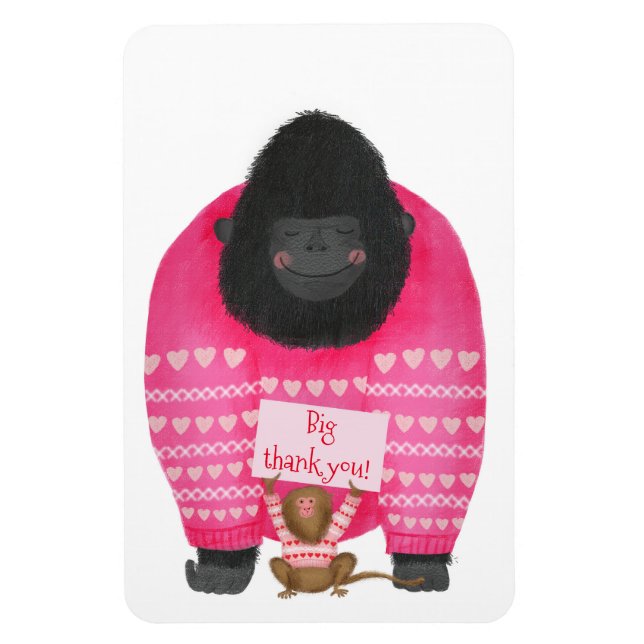 Gorilla & pygmy marmoset 'big thank you' magnet (Vertical)