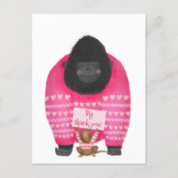 Gorilla & pygmy marmoset 'big thank you' postcard