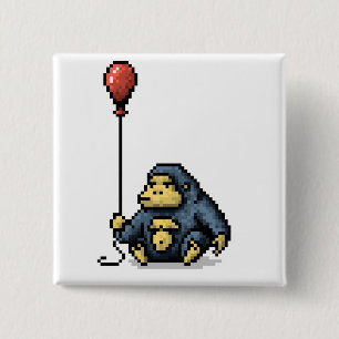 Gorilla Red Balloon Shade Pixel Art Button