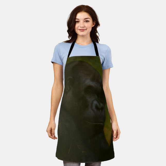 Gorilla Reflection – Thoughtful Wildlife Portrait Apron (Worn)