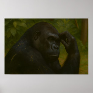 Gorilla Reflection – Thoughtful Wildlife Portrait Poster