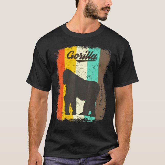 Gorilla Retro 70s Vintage Cute Animal T-Shirt (Front)