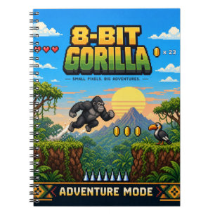 Gorilla, Retro 8-Bit Pixel Art Notebook