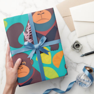 Gorilla Retro Colourful Personalised Pattern Wrapping Paper