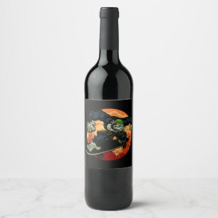 Gorilla riding on skateboard, Gorilla Monkey Ape S Wine Label