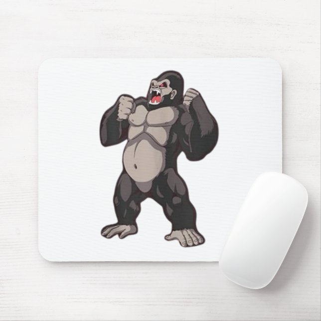 Gorilla Roaring Ape Monkey Mouse Mat (With Mouse)