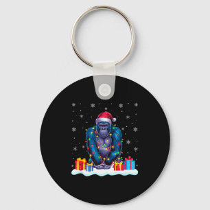 Gorilla Santa Hat Christmas Tree Light Xmas Pajama Key Ring