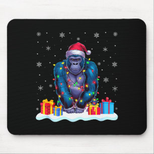 Gorilla Santa Hat Christmas Tree Light Xmas Pajama Mouse Mat