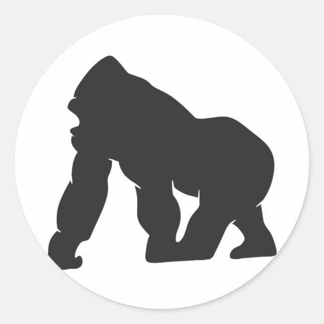 Gorilla silhouette classic round sticker (Front)