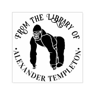 Gorilla Silhouette “From the Library of” Book Name Self-inking Stamp