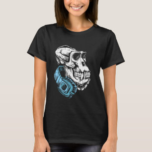 Gorilla Skull Headphone Halloween Bones Men Women T-Shirt